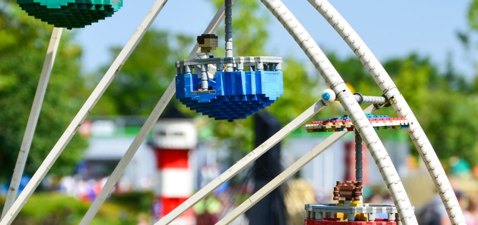 A ferris wheel made of legos at Legoland, a theme park in Orlando, Florida. 