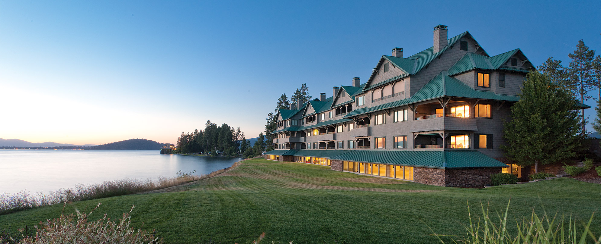 A large resort overlooking Lake Coeur d'Alene at Worldmark Arrow Point.