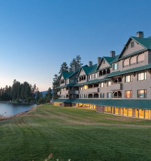 A large resort overlooking Lake Coeur d'Alene at Worldmark Arrow Point.